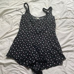 Black and pink floral Aeropostale L romper